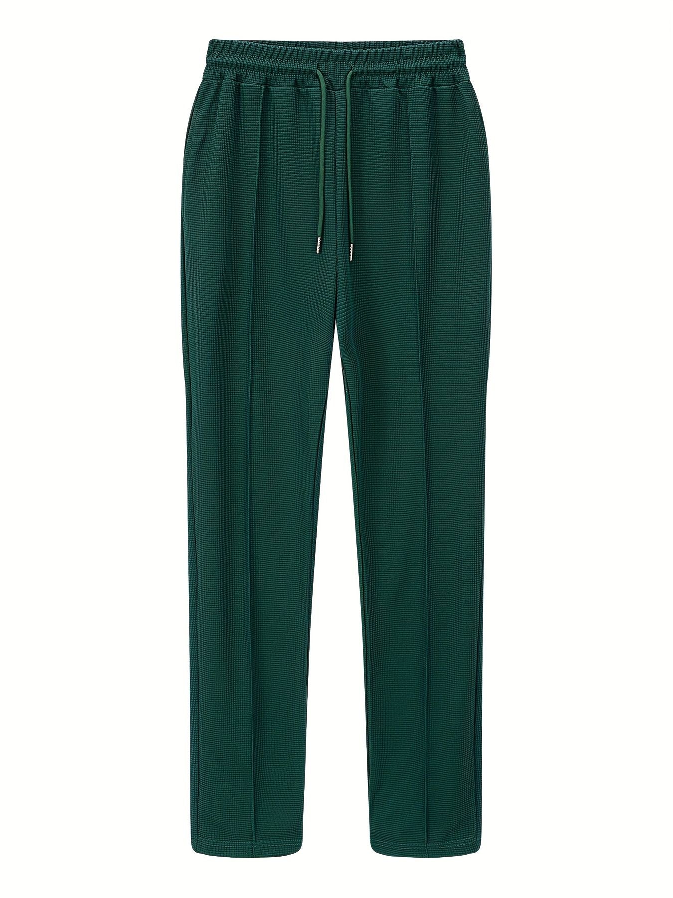 Calça Masculina Casual de Waffle de Cintura Média Calça Leve e Elegante Adequada para Todas as Estações