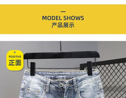 Summer 2024 New Fashion Trend Printed Stretch Cotton Shorts Men's Casual Sashimi Comfort High Quality Plus-Size Denim Shorts