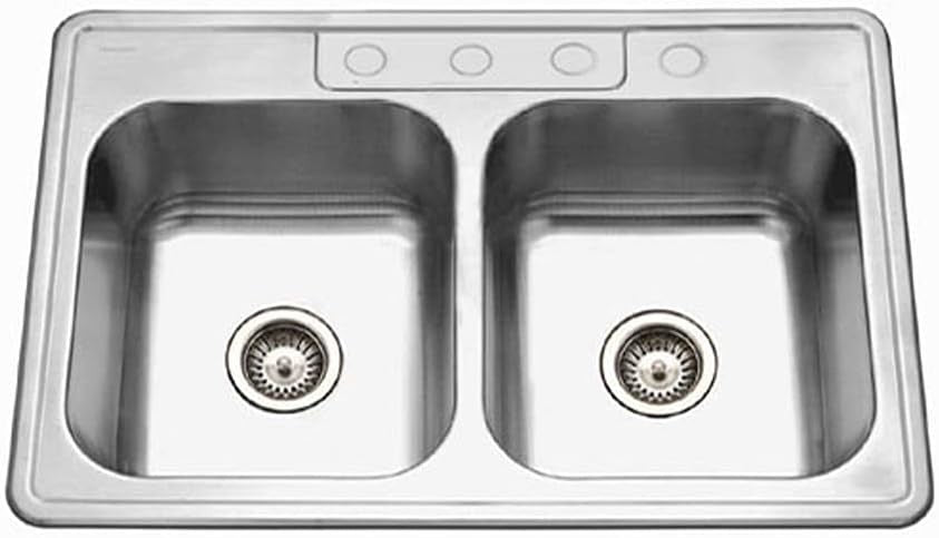 3322-9BS3-1 Glowtone Series Pia de Cozinha Dupla de Embutir em Aço Inoxidável 50/50, 9 Polegadas de Profundidade