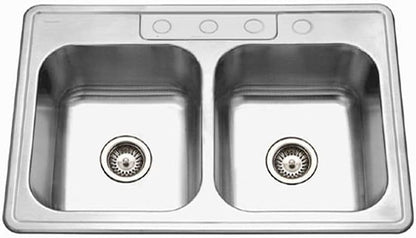 3322-9BS3-1 Glowtone Series Pia de Cozinha Dupla de Embutir em Aço Inoxidável 50/50, 9 Polegadas de Profundidade