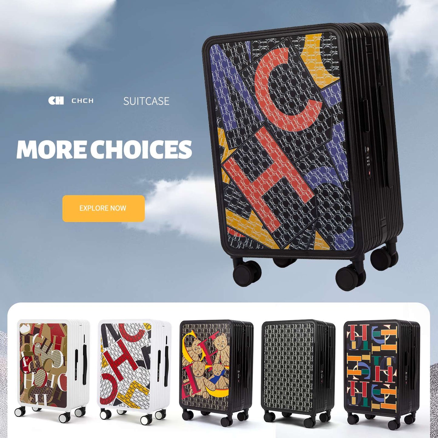 Mala de Viagem Clássica Unissex com Rodinhas, Design de Letras, Grande Capacidade, para Negócios