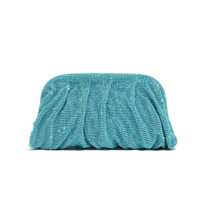 XIYUAN Shinny Ruched Rhinestone Clucth Purse Women Luxury Designer Evening Bags Fashion Party Dinner Handbag Bridal Makeup Bag