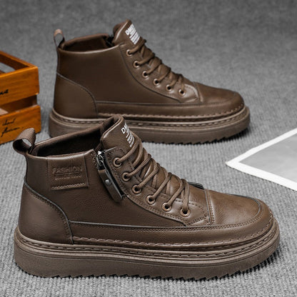 Men Boots Winter High Top Leather Shoes Fashion Cotton Shoes Fashion Ankle Boots Business Casual Outdoor Shoes Male Sneakers New