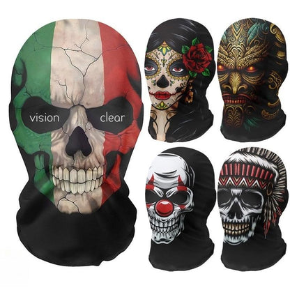 Skeleton Full Face Fashion Headgear, Breathable Mesh, Outdoor Riding, Holiday Disguise Headgear Mask