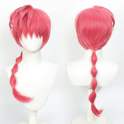 Ranma 12 Saotome Ranma Cos Peruca Trança Lanterna Cabelo Preto Vermelho Top, Peruca Sintética de Cosplay do Protagonista Ranma de Quadrinhos Saotome