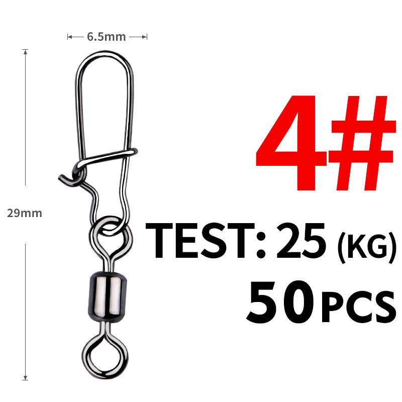 MEREDITH 50 PEÇAS Acessórios para Pesca de Lucio Conector Giratório de Rolamento Pino de Aço Inoxidável Snap Anzóis Isca Giradores Equipamento de Pesca