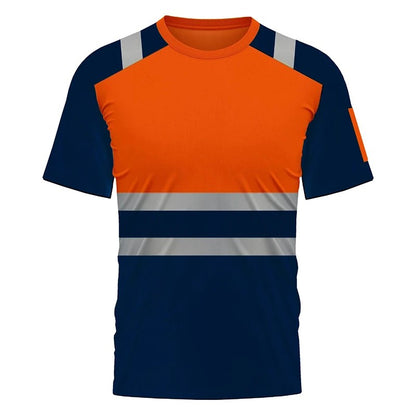 Striped Solid Plain T-shirt 3D Printing Fake Workwear T Shirt Men Round Neck Short Sleeves Sports Running Summer Cosplay Tee