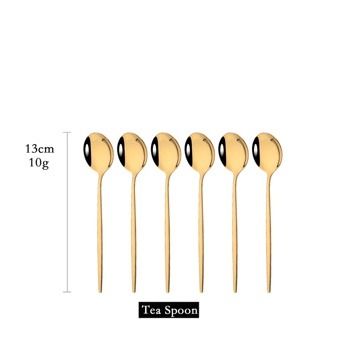 6Pcs/Set Teaspoon Stainless Steel Flatware Colorful Cake Fruit Spoons Dessert Small Coffee Spoon Snack Kitchen Dinnerware Tools