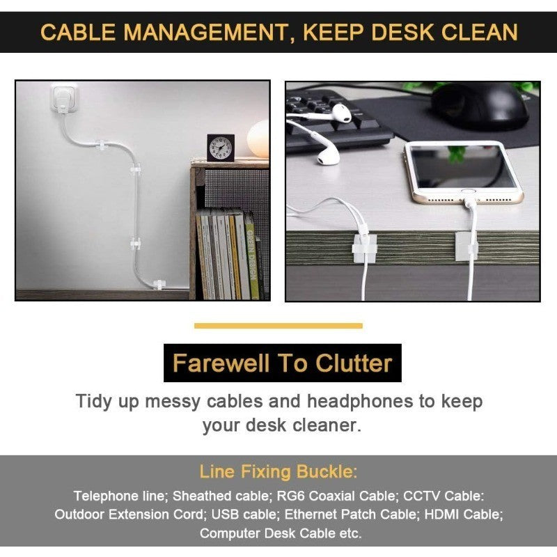 30pcs For Car Office And Home Adhesive Cable Clips Wire Clips Cable Wire Management Wire Cable Holder Clamps Cable Tie Holder