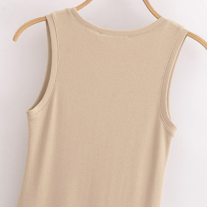 HXAO Black Dress Women Slim Simple O Neck Sleeveless Long Dress Holiday Dress Street Casual Dresses 2025 Women's Summer Dress