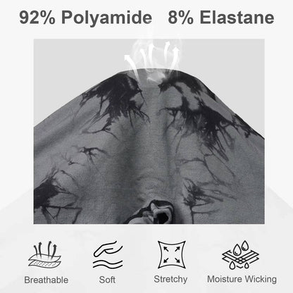 2pcs Women's High-Waist Tie-Dye Yoga Shorts - Seamless, Booty Lifting, Stretchy Nylon & Spandex Blend, Red & Grey