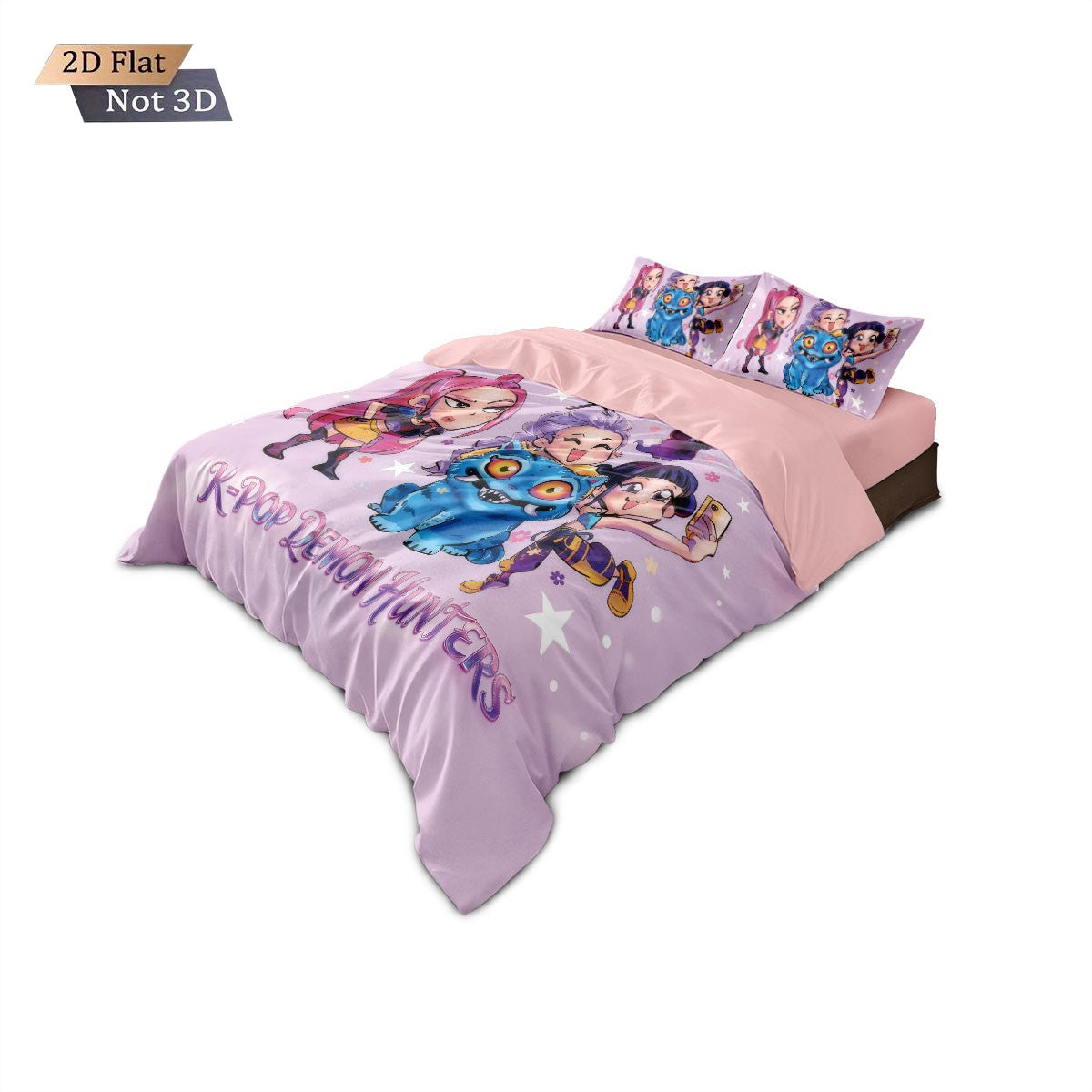 3 Peças Caça-Demônios K-Pop Impresso Conjunto de Cama Sem Microplaqueta Macio e Confortável Dormitório Quarto Vários Tamanhos Lavável na Máquina