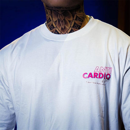 summer ANTI CARDIO Oversized sports t shirt short sleeves cotton t shirt Gym Fitness Male Training Workout Cotton Tees Tops
