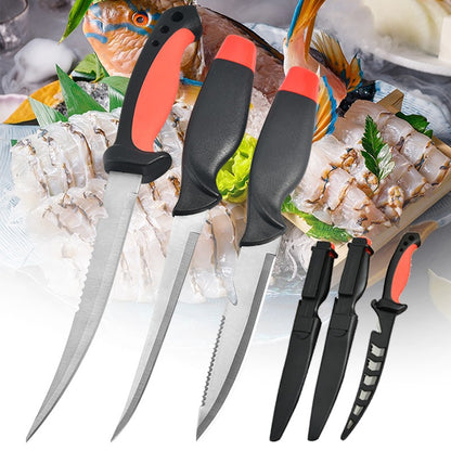 Faca Afiada para Peixe Cabo Oco de Plástico Faca de Filé de Peixe Faca de Desossar Aço Inoxidável Cutelo de Carne Descascador de Frutas de Cozinha