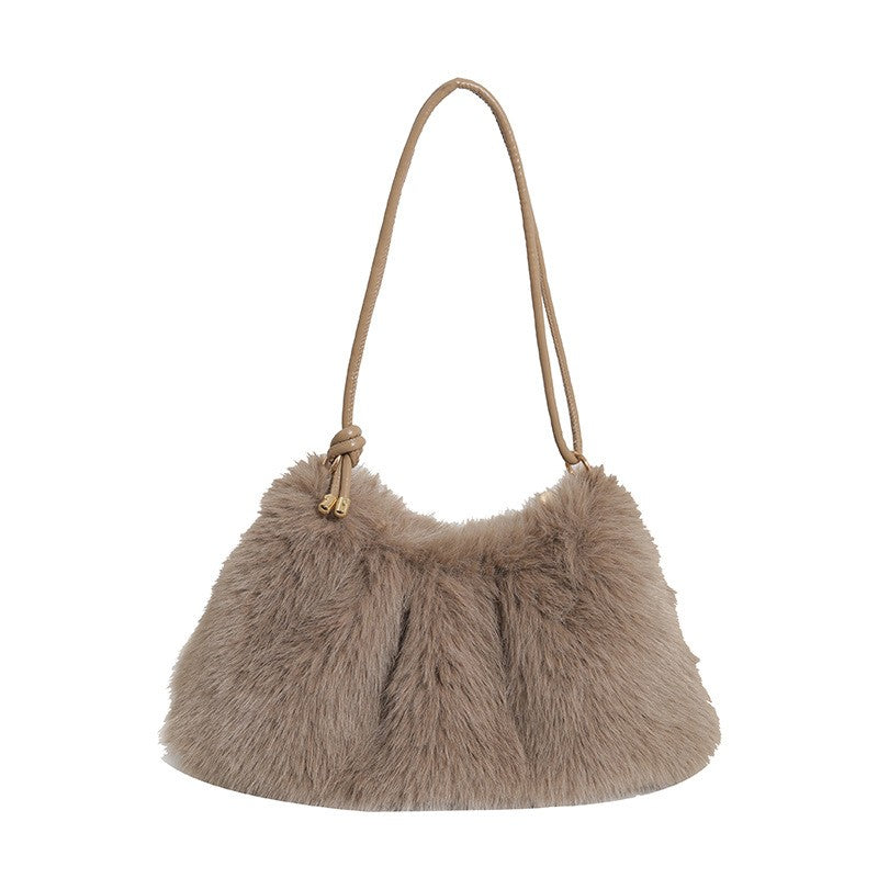 Fashion Luxury Faux Rabbit Fur Plush Shoulder Bag High-End Women's Tote Handbag for Stylish Gift Sending
