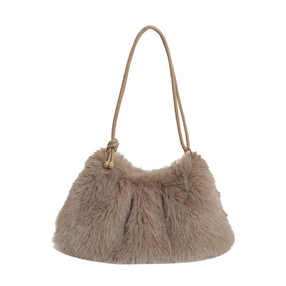 Fashion Luxury Faux Rabbit Fur Plush Shoulder Bag High-End Women's Tote Handbag for Stylish Gift Sending