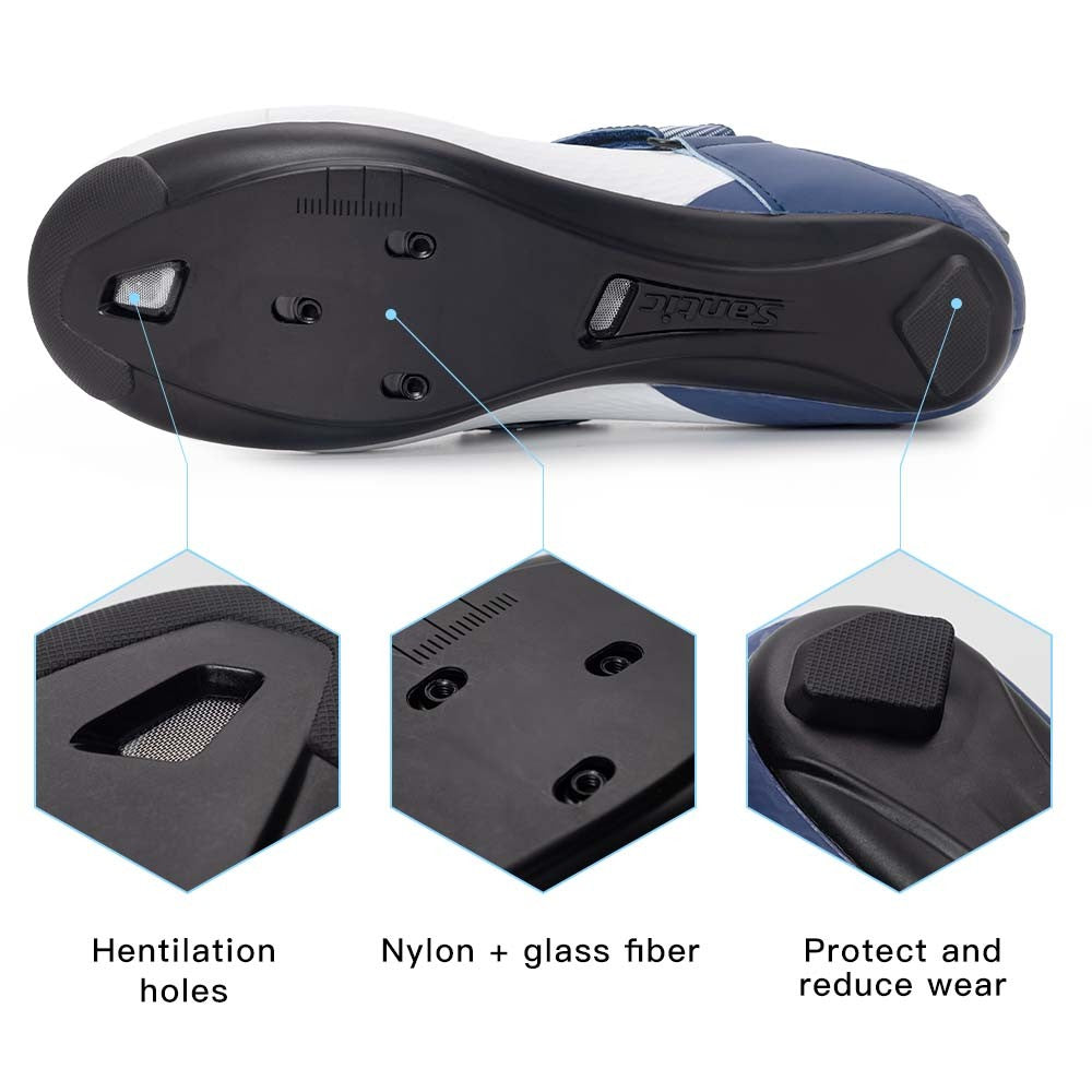 Santic Pro Triathlon Cycling Shoes Mens Road Riding Biking Sneakers Upgraded Glassfiber Outsole Breathable Bicycle Lock Shoes