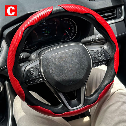 1 par de capas para volante de carro, impulsionador de microfibra, acessórios decorativos internos automotivos, fibra de carbono universal