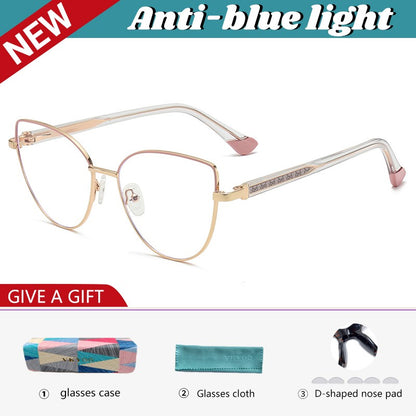 VICKY New Personalized Simple Cat's Eye Fashion Design Women's Anti-Blue Light Reading Glasses Customizable Prescription 78001