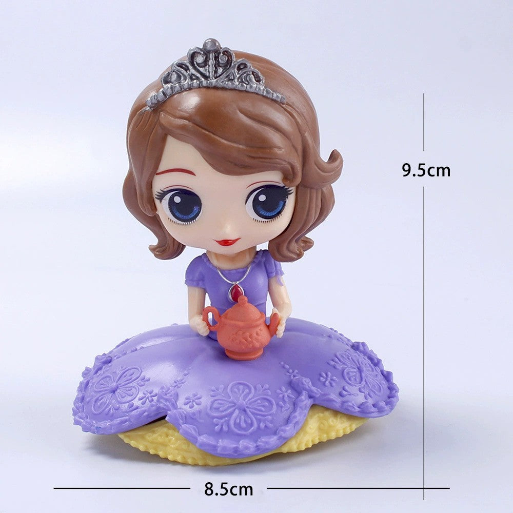 10cm Disney Q Posket Branca de Neve Sofia Alice Bela Sereia Aurora Princesas Bonecas Colecionáveis Modelo Brinquedos Decoração de Bolo