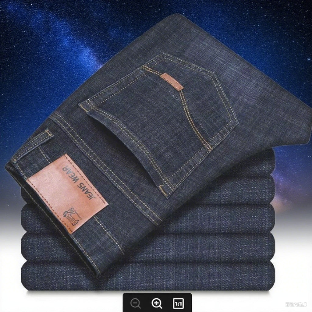 2025 New  Men's Jeans Casual Straight Stretch Fashion Classic Blue Black Work Denim Trousers Male Brand Clothing