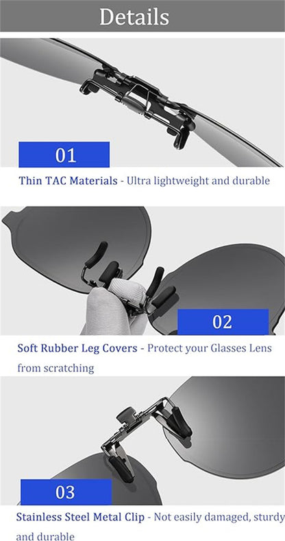 VIVIBEE Flip Up Clip on Sunglasses Polarized Men Driving Women Fishing UV400 Night Vision Sun Glasses Clips Universal Goggles