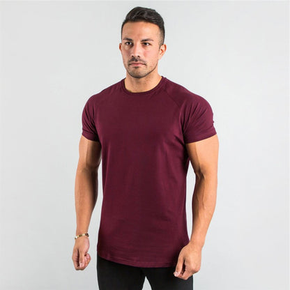 Men's Summer Skinny Casual T-Shirt Short Sleeve Tee Male Gym Fitness Sport Cotton Tops Man Running Workouts Sweatshirt Clothing