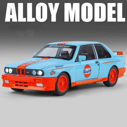 1:24 1988 BMW E30 M3 IM Liga Escala Modelo Carro Diecast Miniatura de Metal Carro Som?Luz Coleção de Carros Clássicos Brinquedo Infantil Veículo