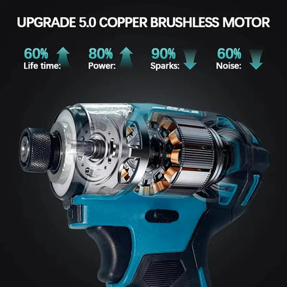 Parafusadeira de Impacto Makita DTD173 18V Sem Fio, Sem Escova, 180Nm, Furadeira Elétrica com Luz LED, Ferramenta Doméstica Multifuncional