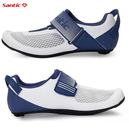 Santic Pro Triathlon Cycling Shoes Mens Road Riding Biking Sneakers Upgraded Glassfiber Outsole Breathable Bicycle Lock Shoes