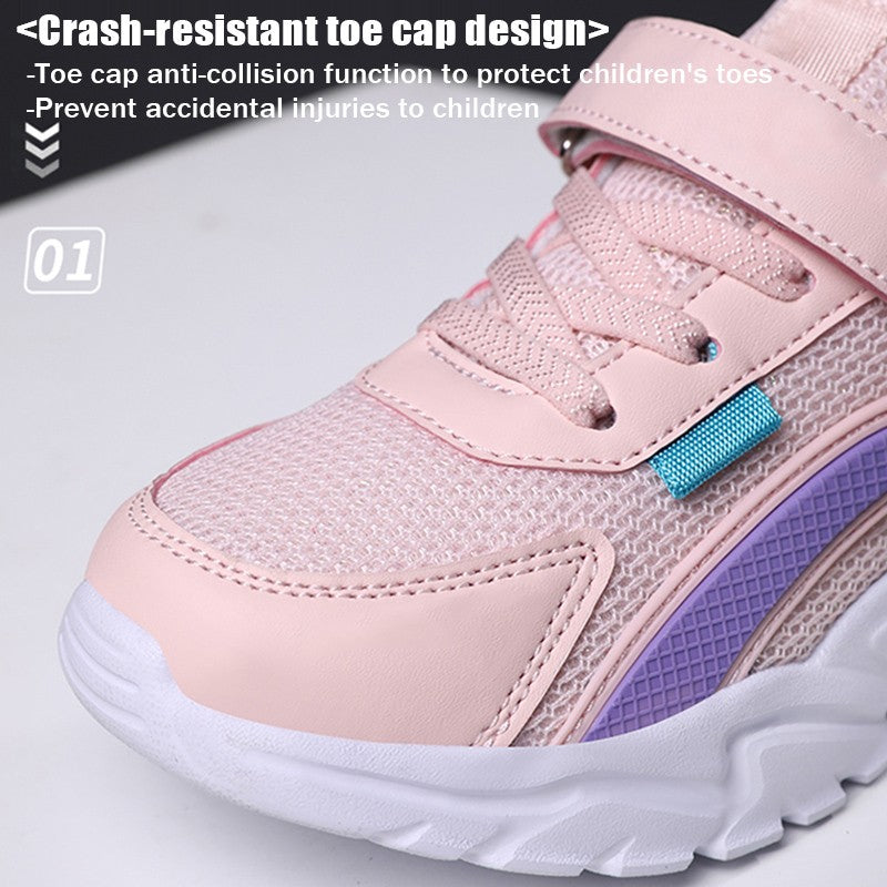 Lovely Girls Pink Sneaker Outdoor Breathable Mesh Flat Sport Shoes Fashion Kids Casual School Walking Shoe  Antislip
