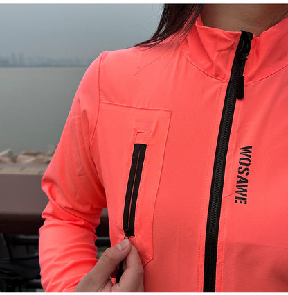 WOSAWE Women Cycling Jackets Cycling Tops Riding Bike Windproof MTB Coat Reflective Jacket