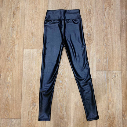BIVIGAOS Fashion Women PU Leather Pants Elastic High Waist Winter Leggings Slim Velvet Leather Leggings Skinny Fleece Trousers