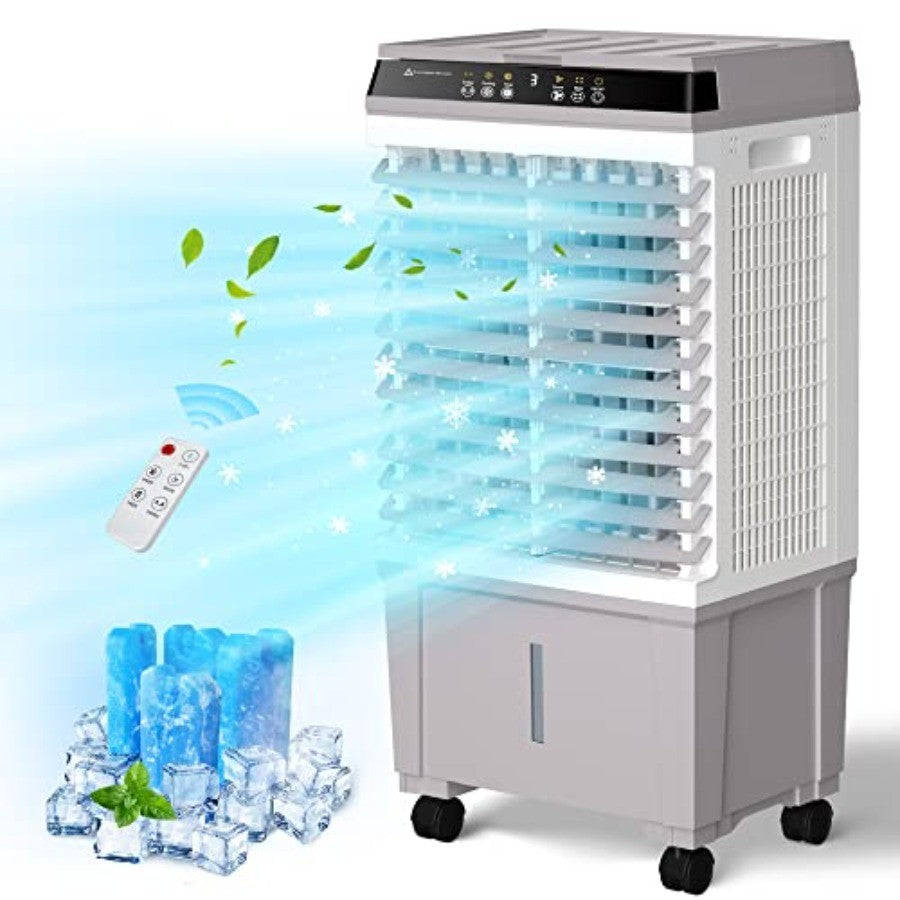 Climatizador Evaporativo 1800CFM Ar Condicionado Portátil Sem Janela para Grandes Ambientes Garagem Comercial Exterior Resfriador Evaporativo 3 em 1