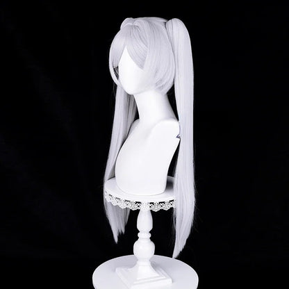 Anime Frieren Cosplay Wig Silver White Two Ponytails Heat Resistant Synthetic Hair Wigs