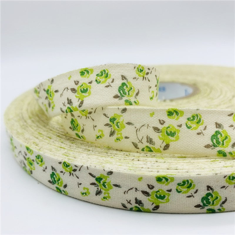 5yards/Lot 15mm Printed Flower Cotton Ribbon Handmade Design For Christmas Decoration DIY Apparel Sewing Fabric