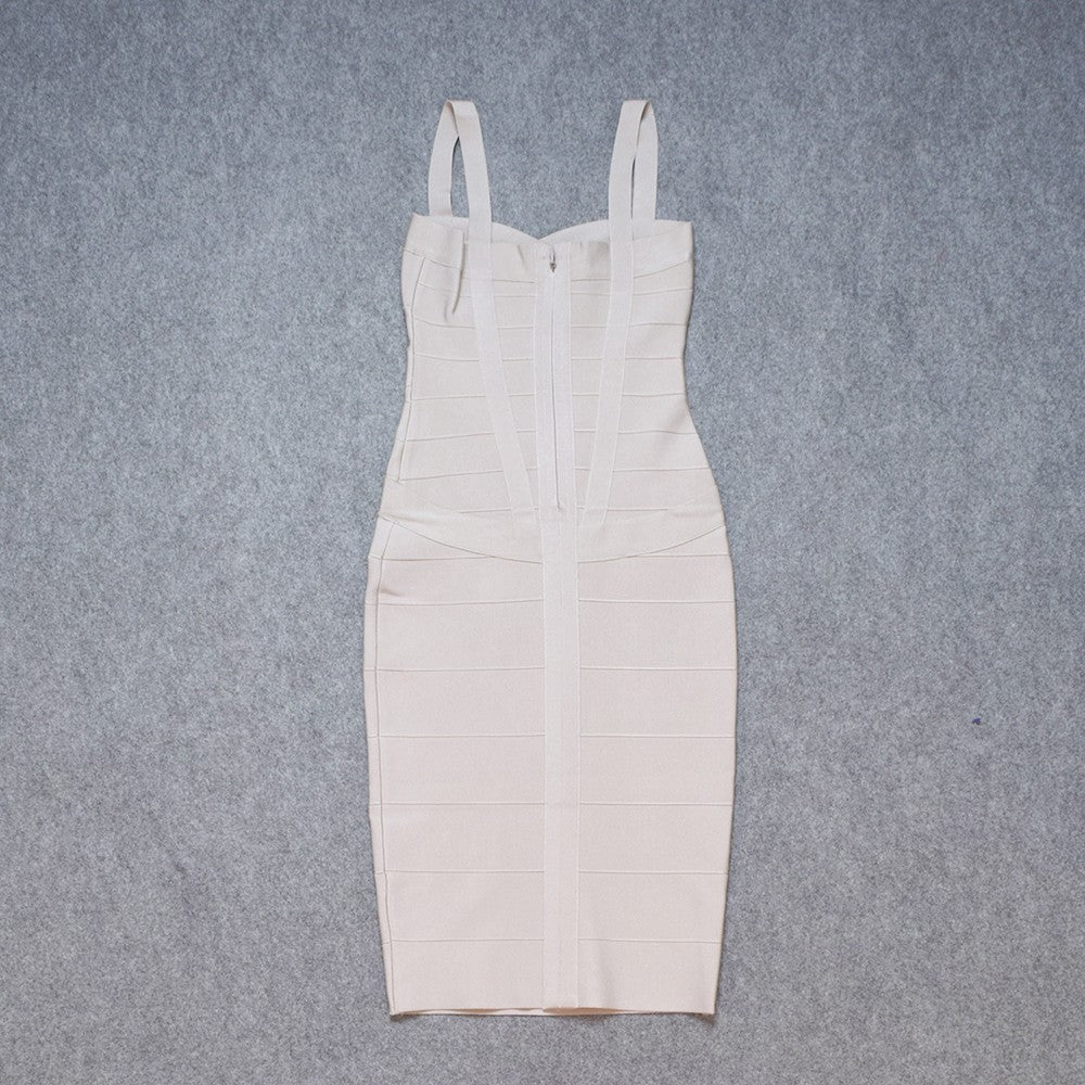 BEAUKEY Sexy Vintage Quality Evening Yellow Bandage Dress 2023 Women Summer Blue