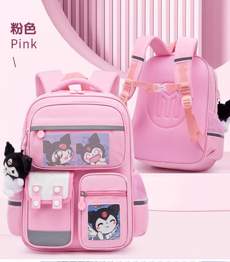 Mochila infantil de grande capacidade estilo britânico para meninas do ensino fundamental, leve, que reduz o peso e protege a coluna vertebral