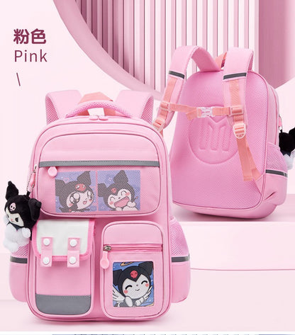 Mochila infantil de grande capacidade estilo britânico para meninas do ensino fundamental, leve, que reduz o peso e protege a coluna vertebral