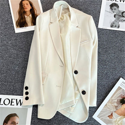 Women Jacket New in Korean Fashion Small Suit Top Brown Suit Coat Clothes Loose Straight Temperament Slim Blazer for Women Chic
