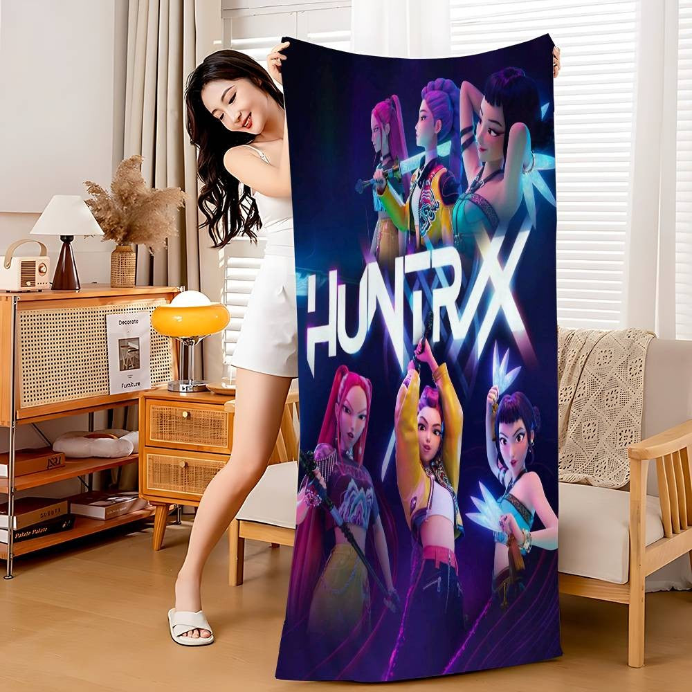 Kpop D-demon Hunters Microfiber Beach Towel Absorbent Quick Dry Soft Yoga Swimming Resort Mountain Climbing Towel