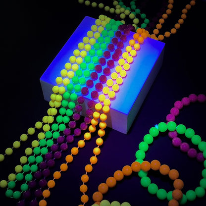 4PCS Connected Beads Necklace Bracelet Set Neon Colorful Beads String Collar Charm Bohemian Fluorescent Choker Birthday Gift