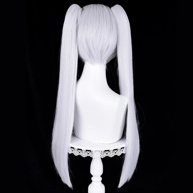 Anime Frieren Cosplay Wig Silver White Two Ponytails Heat Resistant Synthetic Hair Wigs