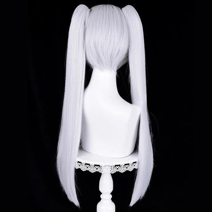 Anime Frieren Cosplay Wig Silver White Two Ponytails Heat Resistant Synthetic Hair Wigs