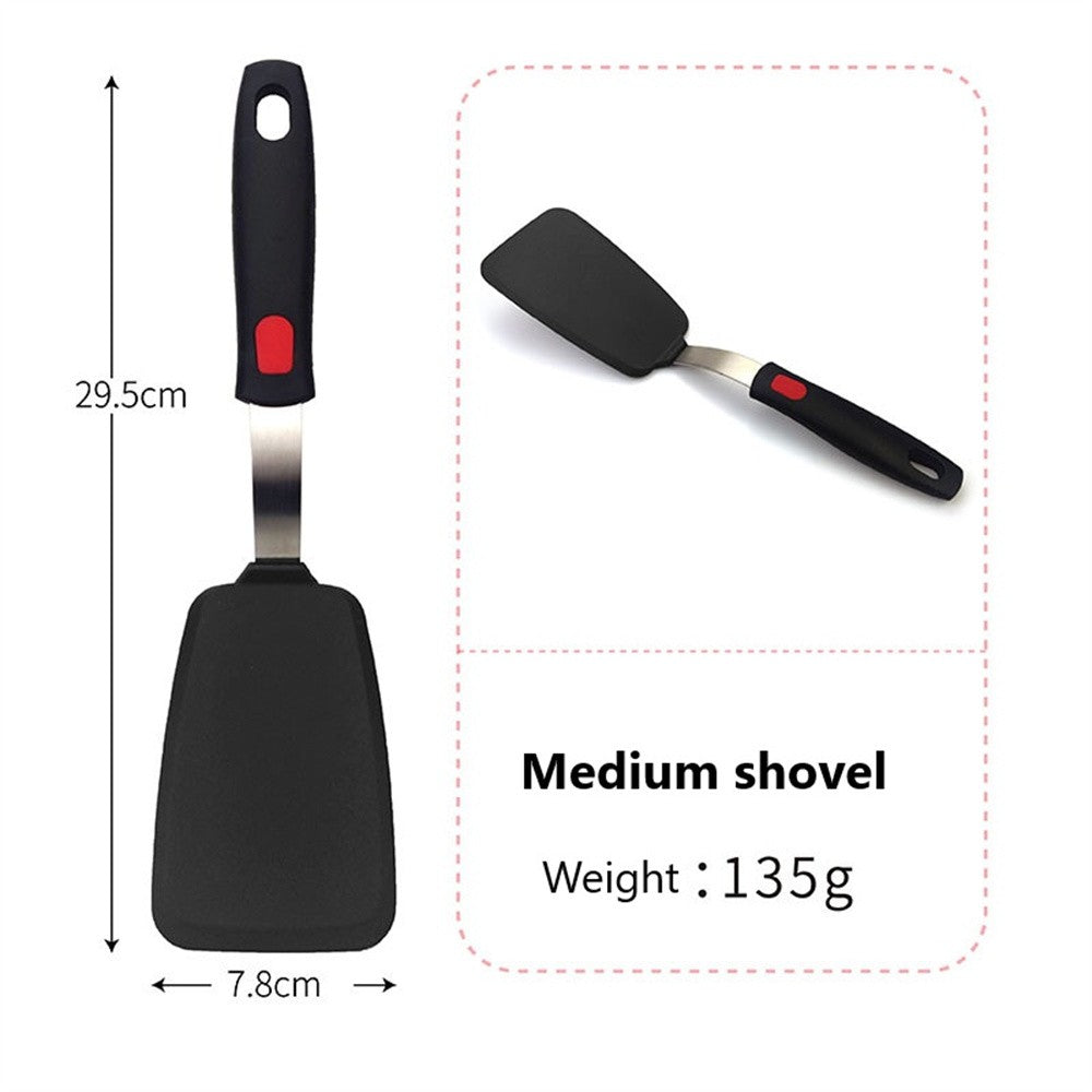 Espátula de Silicone para Panelas Antiaderentes Resistente a Altas Temperaturas, Espátula de Aço Inoxidável de Alta Qualidade para Fritar e Mexer, Utensílios de Cozinha