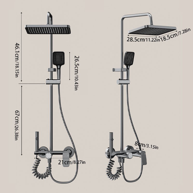 Multifunction Bathroom Shower System Set Hot and Cold Water Household Rotary Knob Pressurize Aluminum Gunmetal Gray Shower Set