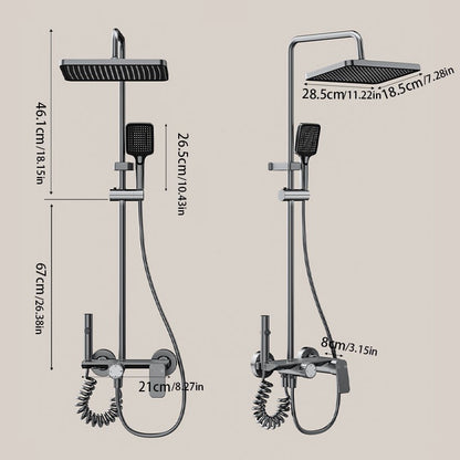 Multifunction Bathroom Shower System Set Hot and Cold Water Household Rotary Knob Pressurize Aluminum Gunmetal Gray Shower Set