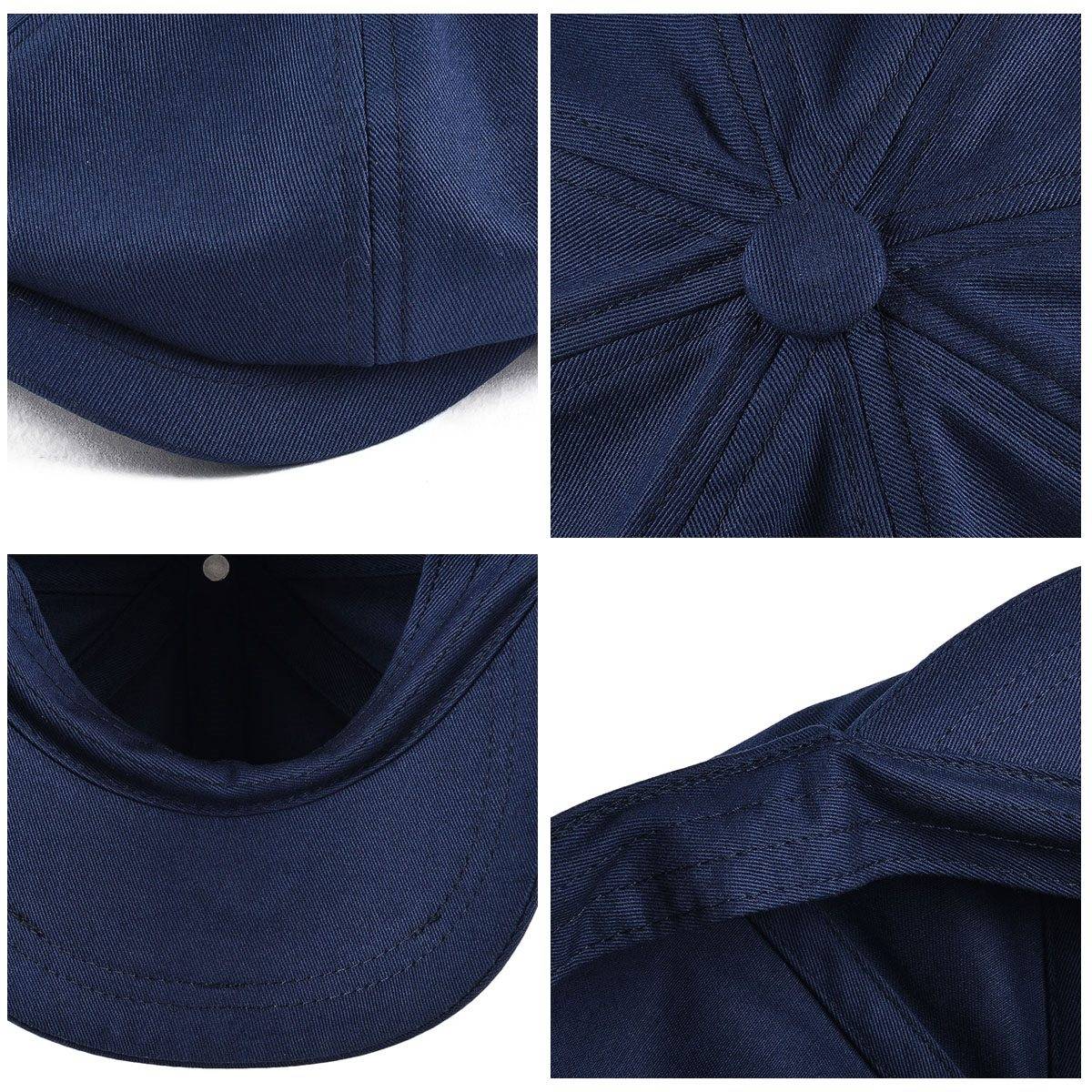 BOTVELA Men's Newsboy Cap Twill Cotton 8 Panel Hat Flat Ivy Cabbie Casual Baker Caps Gatsby Hat Retro Hats Boina Beret for Male