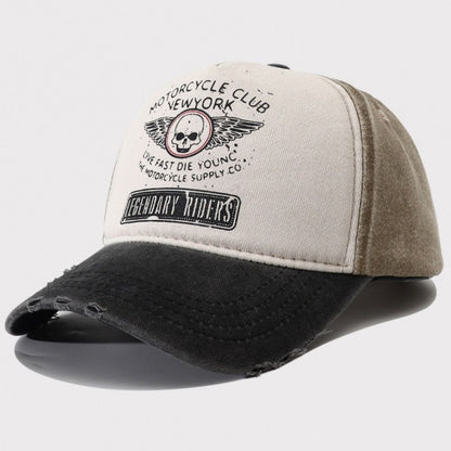 Boné de beisebol estampado de caveira de moda, bonés snapback de algodão lavado com ossos, viseiras de sol ajustáveis ​​da moda para homens e mulheres