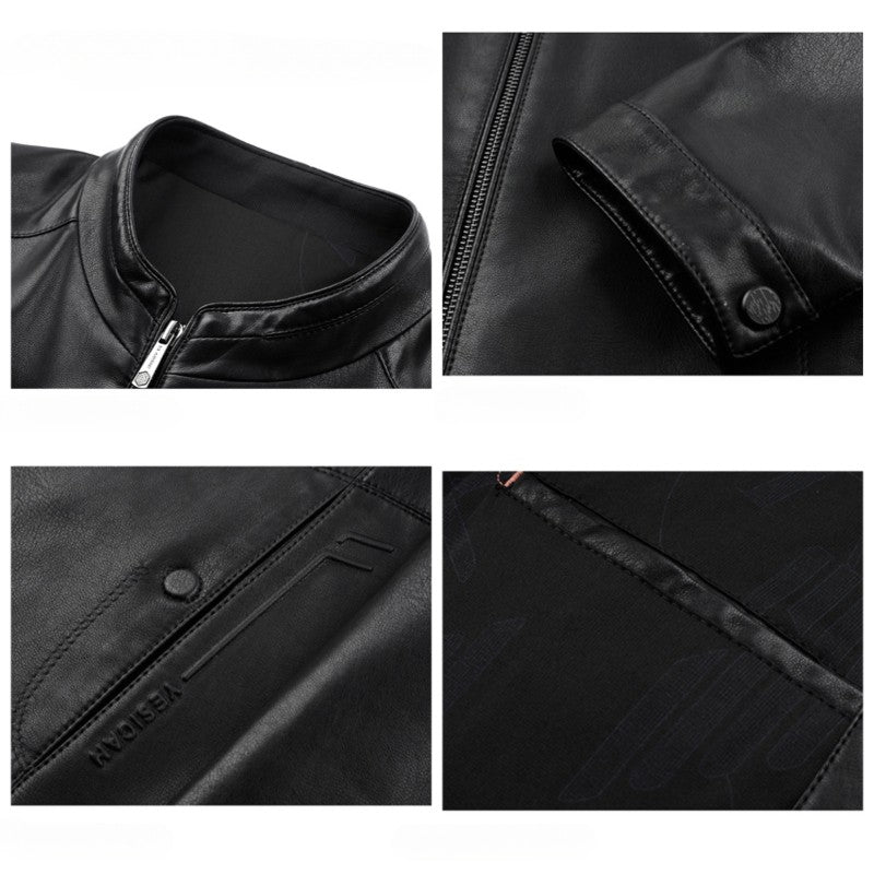 Spring and Autumn New Men's Lapel Leather Jacket Male Business Casual Middle-aged Men's Handsome Short Leather Coat Jackets 2025